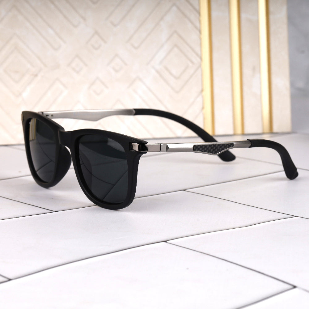 Classic Square 4287 Grey-Black Sunglass (Matt) with matte grey frame and UV 400 protection from JUO INDIA.